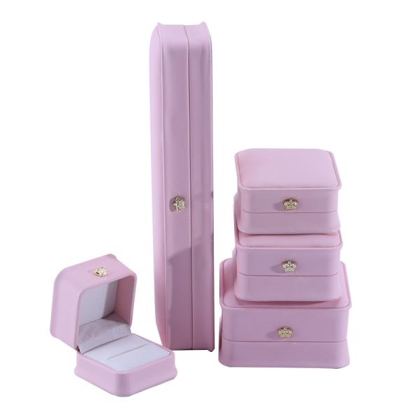 Los pendientes rosa de los perros brazalete collar anillo de joyería caja con tamaño personalizado de cuero PU