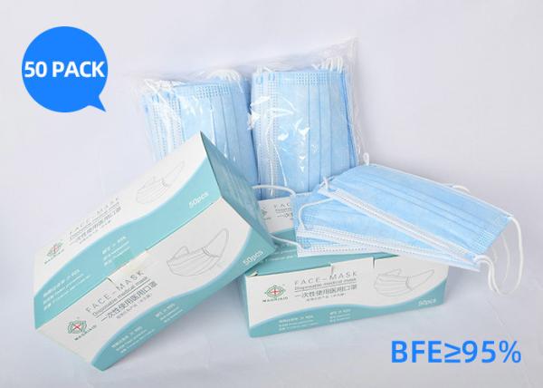 Anti Dust 175*95mm Latex Free 3 Ply Non Woven Face Mask With ISO CE Certification