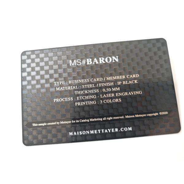 Carbon Fibre OEM 85x54mm Metal Plain Black Business Cards