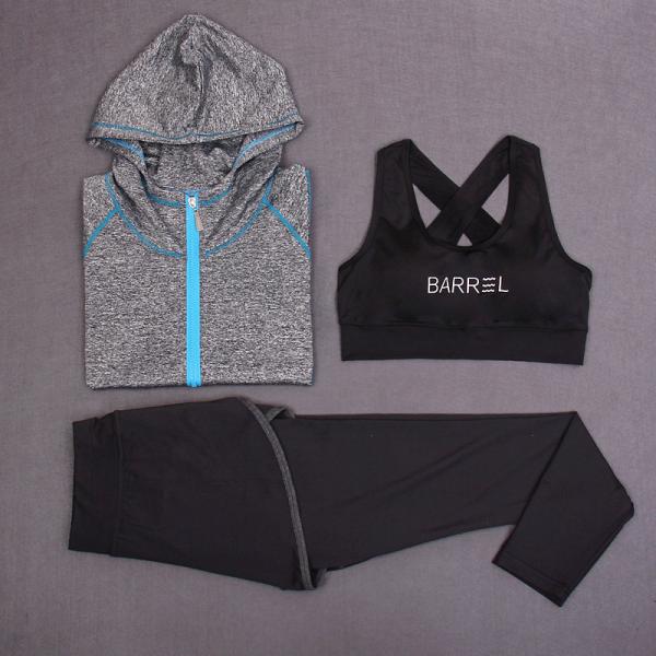 CPG Global High Quality  Breathable 3 Pieces Sets Long Sleeves Gym Running Racerback Sports Bra with Yoga Pants T1019