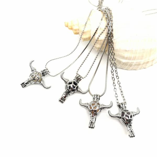 DIY Pendant Jewelry Alloy ox-head Shaped Wish Pearl Cage Pendant