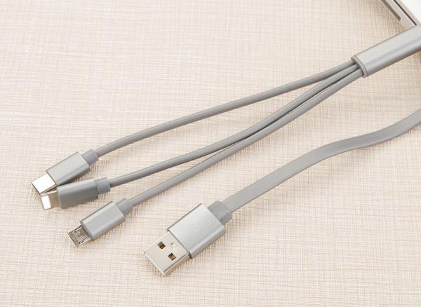 Durable 1m / 3ft TPE 3 In 1 USB Data Cable 5V2.4A Fast Charging For Cell Phone