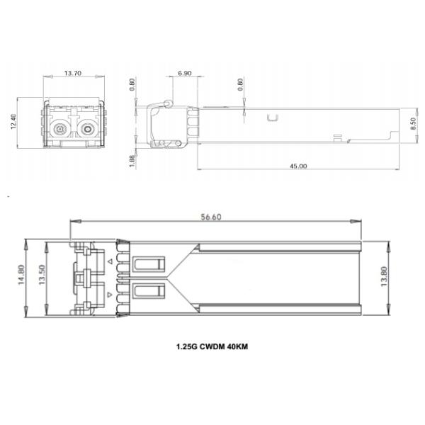DOM DDM модулей OEM 1.25G CWDM 1270~1610nm 40KM двойные LC CWDM SFP