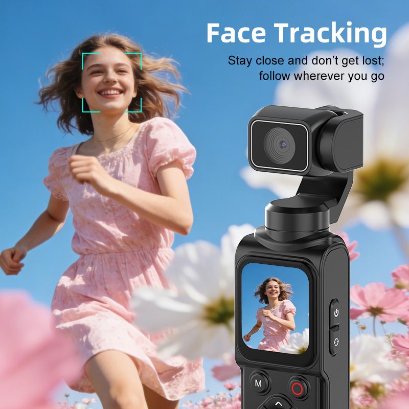 Hot Selling 330 Auto Tracking Gimbal Camera 4K Handheld Pocket Cam 1.7 Inch Touchscreen WiFi Transfer MicroSD 32GB for Vlog