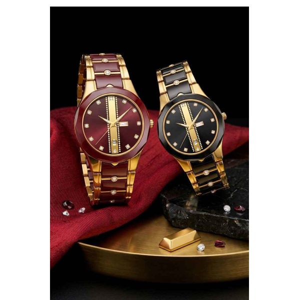 AuraCrest Duo Quartz Watch | Ceramic Couple Wholesale