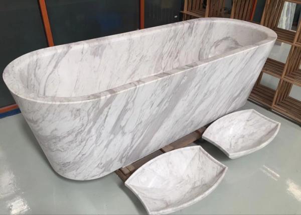 Polished Treatment Luxury Natural Stone Bathtub Marble Material Freestanding Type