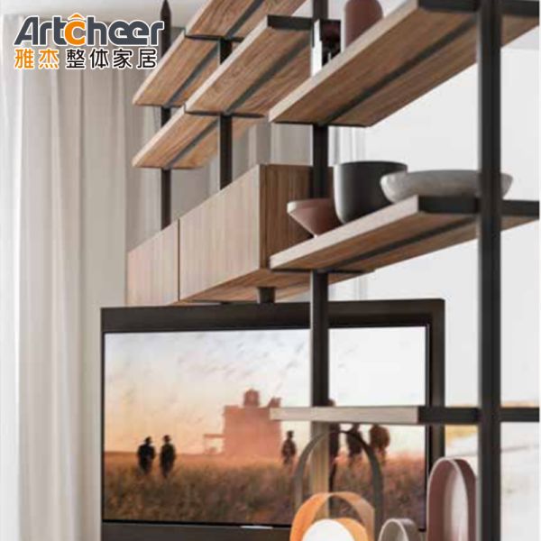 Modern Design Aluminum Frame Display Cabinet with Adjustable Shelf for Living Room
