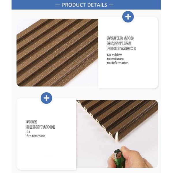 Panneaux muraux Wpc Décoration intérieure Panneaux intérieurs bois plastique composite Panneaux muraux Wpc PVC Panneaux muraux Wpc à flûte rainure noire