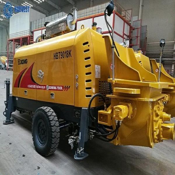 Bomba concreta do reboque da capacidade 0.6cbm  HBT9018K 60m3/H do funil
