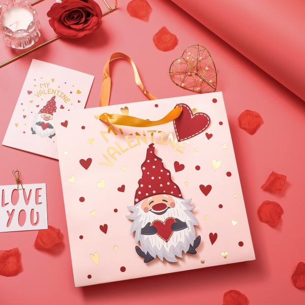 Logotipo de papel de oro personalizado Día de San Valentín de papel regalo de artesanía Bolsas de compras con mango