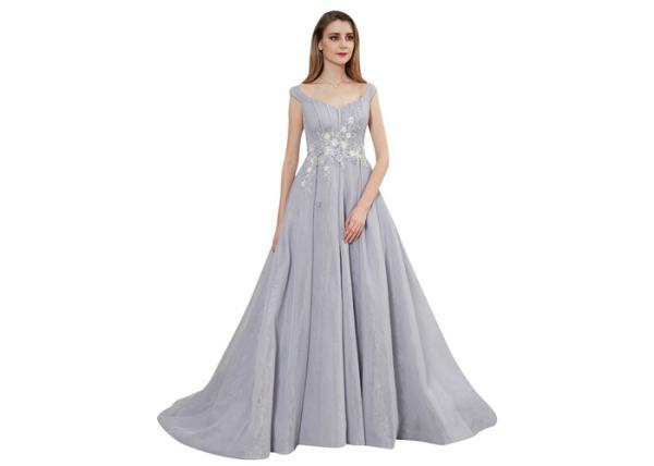 Customize Fluffy Embroidery Arabic Evening Dresses Lady Formal Dress