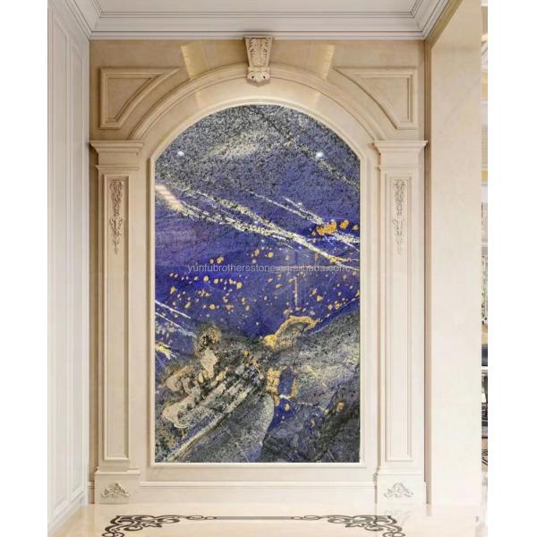 Modern Luxury Brazil Hotel Kitchen Countertop Dark Blue Sapphire Marble Stone Big Slab