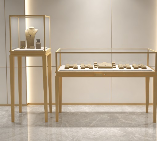 Modern LED Lighting Jewelry Display Cabinet with Adjustable Glass Shelves and