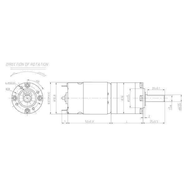 Customized Brushed 36mm Micro Planetary Gearbox 10 Watt 5Rpm