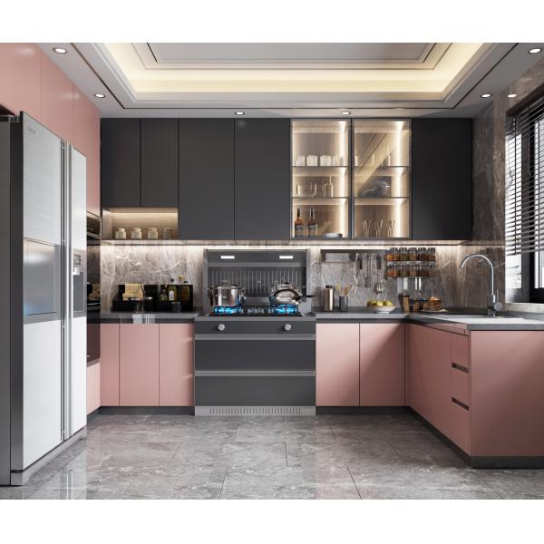 Mueble de cocina modular gris moderno con estructura de melamina