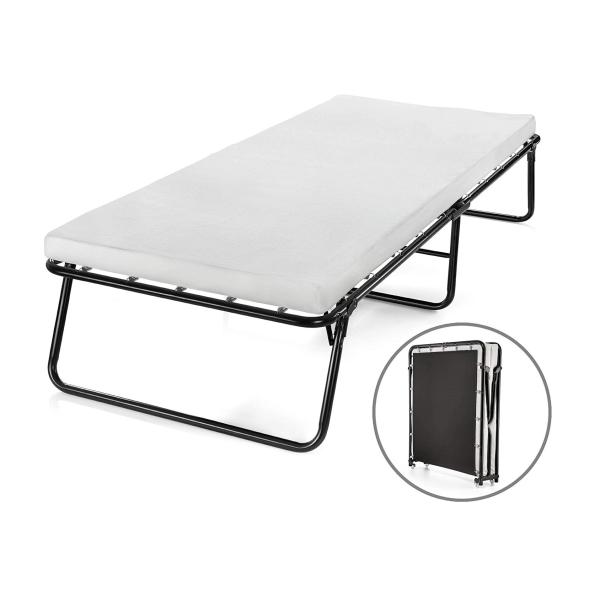 Portable 8cm Foam Super Single Folding Bed With Mattress for Outdoor Adventures