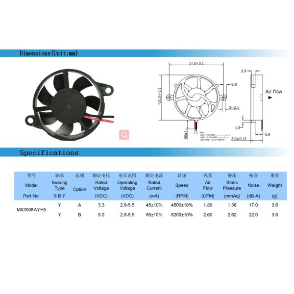 waterproof 5V 6200RPM 30mm Round DC Brushless CPU Cooling Fan