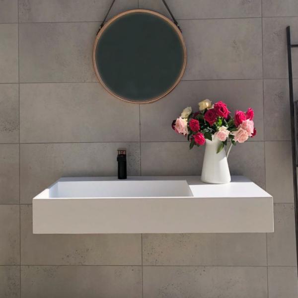 White Color Wall Hung Basin Easy To Clean With 3 Years Warranty