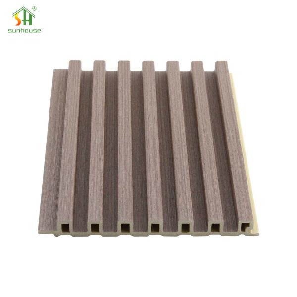 WPC Seven Hole Hollow Fluted Wall Panel Waterproof Grille Wall Cladding Board for Interior and Exterior Wall Decoration