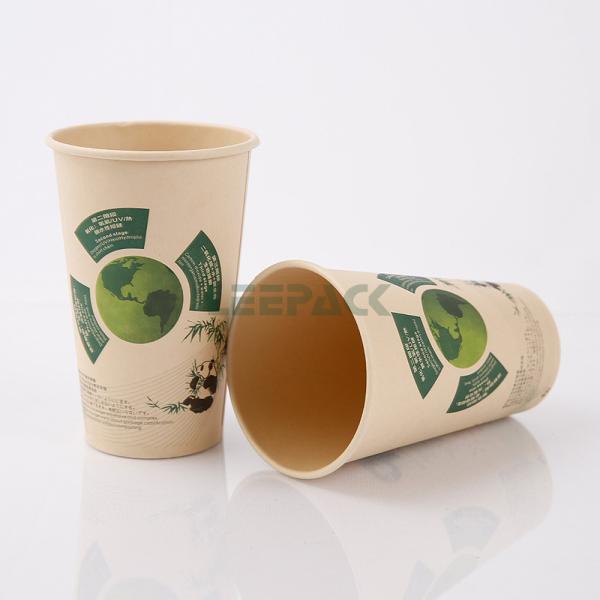 disposable Eco friendly stocked biodegradable paper cup  12oz PLA Printed Design Compostable Bamboo Paper Cup with logo