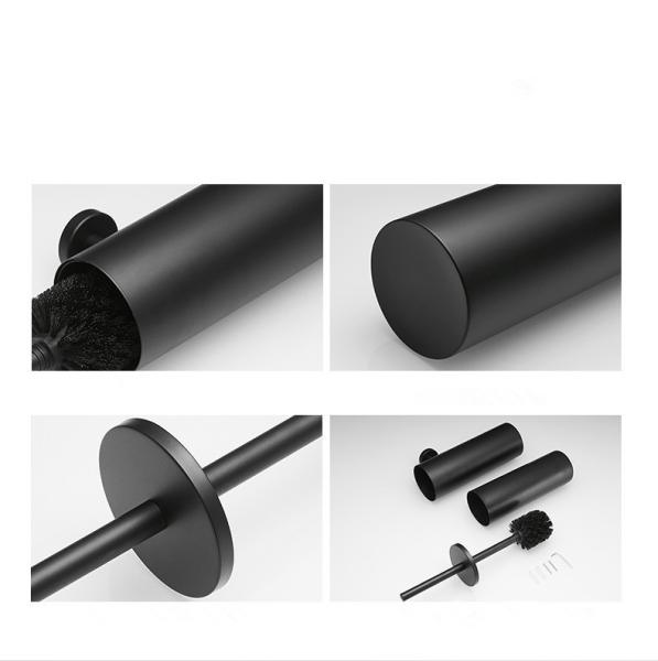 Commercial Round Black Wall Mounted Toilet Brush / Steel Brush Holder
