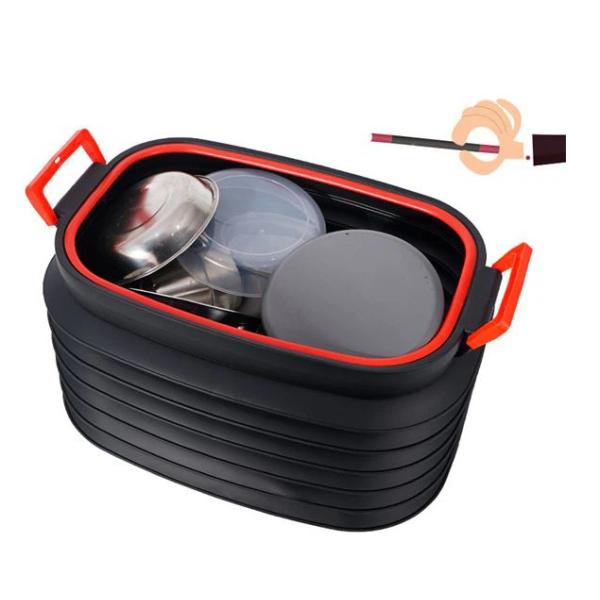 Outdoor 37L Folding Storage Bucket With Cover Collapsible Bucket - 10-Liter Multipurpose Wash Bin for Camping