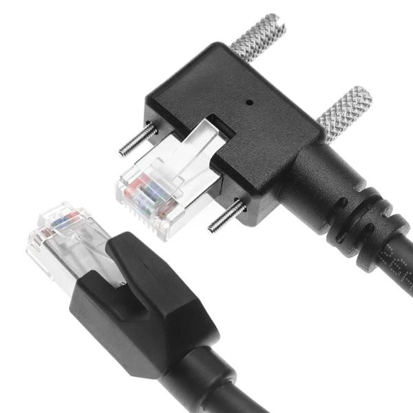 Alvin's GigE Vision Cable CAT6a Shielded 3.3ft Left Angle Vertical RJ45 Screw Lock