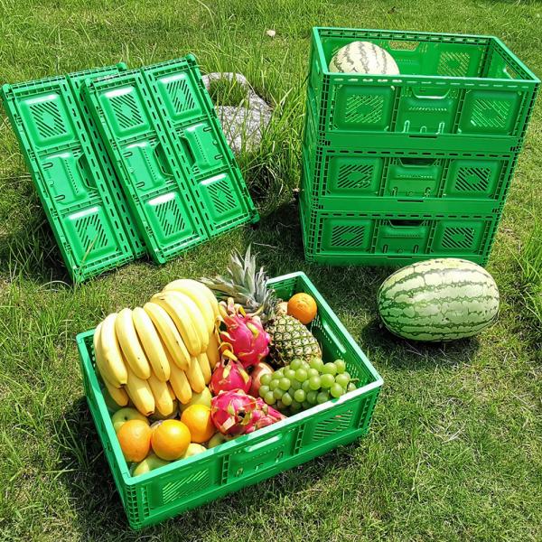Collapsible Stackable Plastic Crate for Easy Transportation of Agricultural Goods