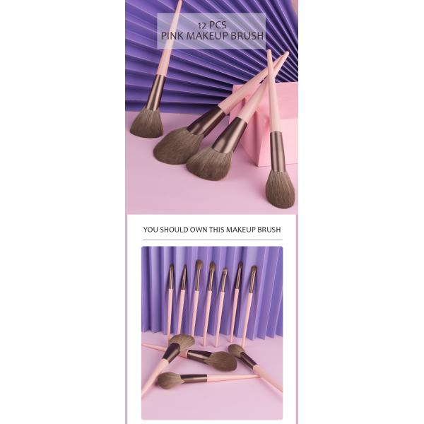 Vegan Brushes Travel Makeup Brushes Set Synthetic Hair Makeup Set Pink 11pcs