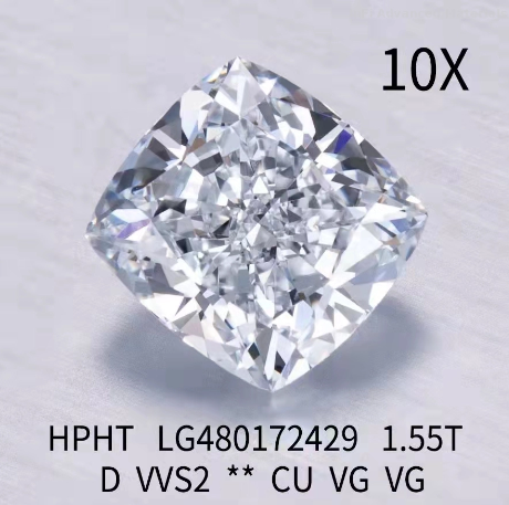 1.55 Ct D VVS2 VG Лабораторно выращенный бриллиант Ювелирные изделия HPHT Квадратная подушка бриллиант