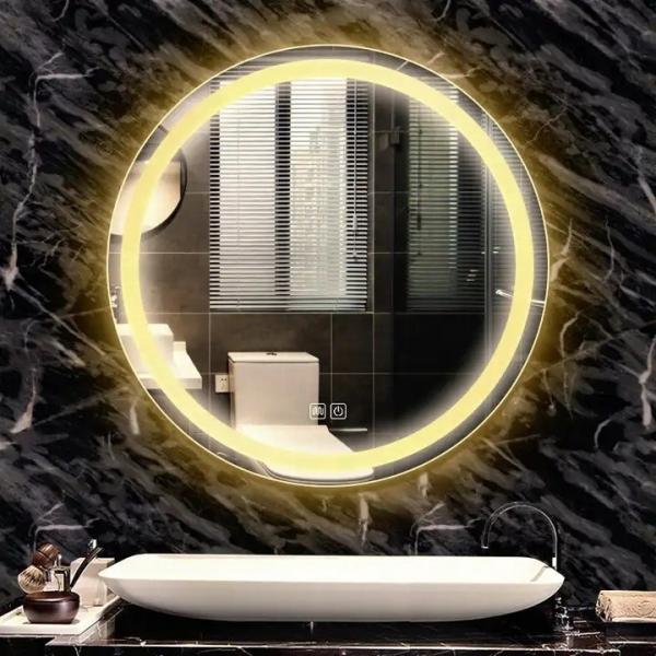 Smart Large LED Bathroom Mirror Customized Back Lit Round Mirror 4000K