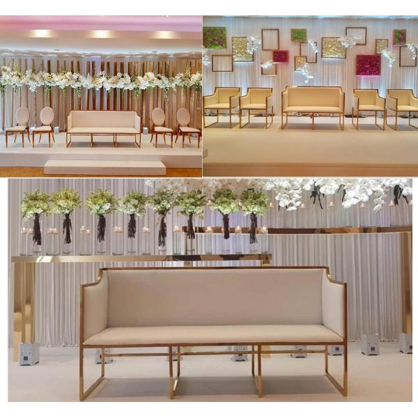 Wedding Party Event Stainless Steel Frame Long Bench 2-3 seater Lounge wedding receipt sofa