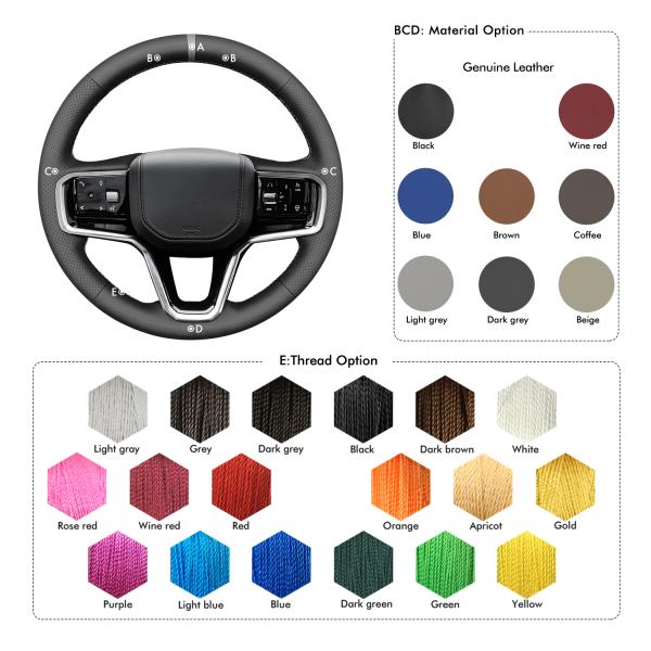 Hand Stitch Genuine Leather Steering Wheel Cover for Land Rover Range Rover Sport III(L461) Evoque II (L551)  Velar (L560)