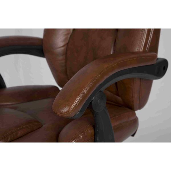 PU Brown Leather Reclining Office Chair With Footrest Retractable Reducing Tension