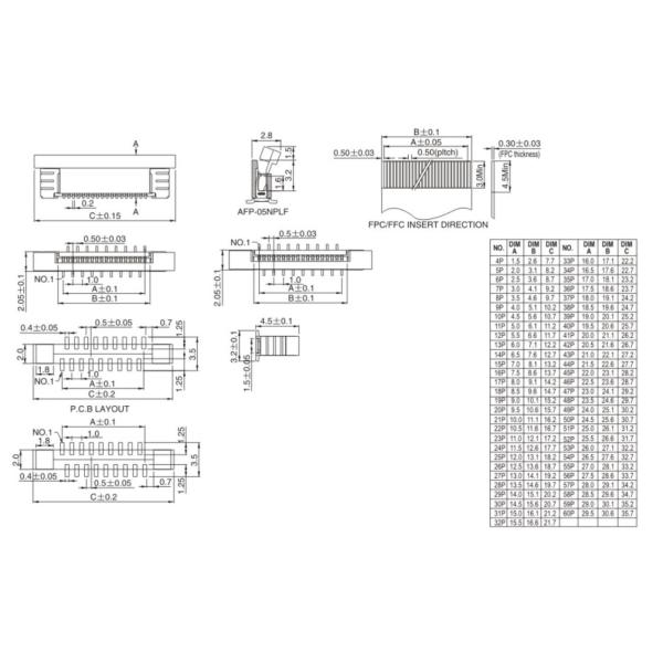 30 тип вертикальный держатель ROHS Smd соединителя Pin FFC FPC одобрил