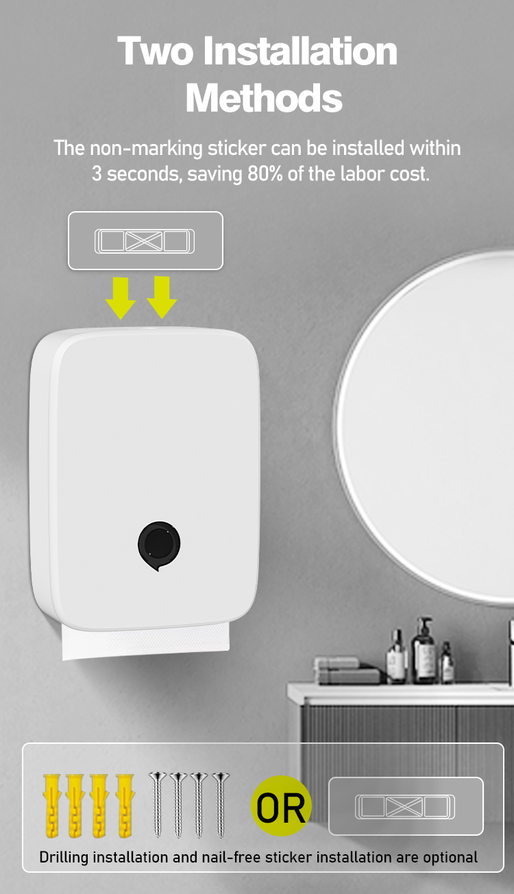 Modern ABS Plastic Paper Dispenser User Friendly Wall Mount Multi Towel Holder For Hotels