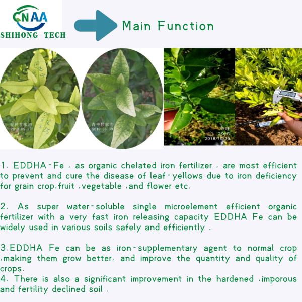 Fertilizante quelatado el 6% del hierro del FE de EDDHA para el suplemento del hierro del microelemento de la agricultura