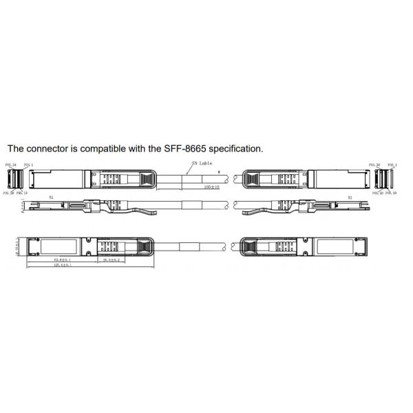 QSFP28 DAC Direct Attach Copper Cable 100G 2M 7ft 26/24 AWG