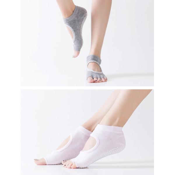 Cotton Open Toe Yoga Socks Non Slip Women's Pilates Grip Socks