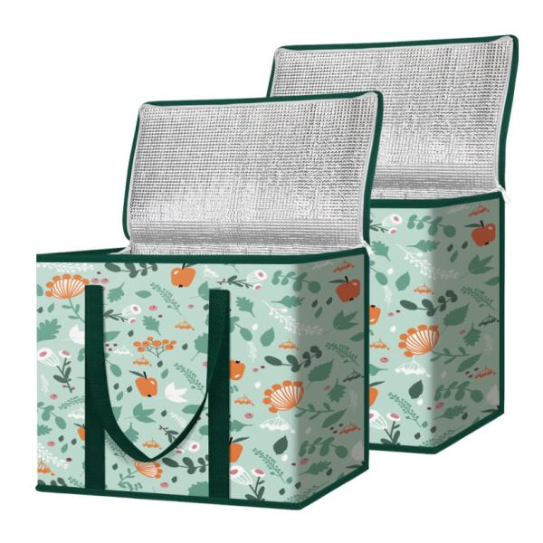 Printing Insulated Reusable Lunch Cooler Bag Collapsible For Grocery Heavy Duty