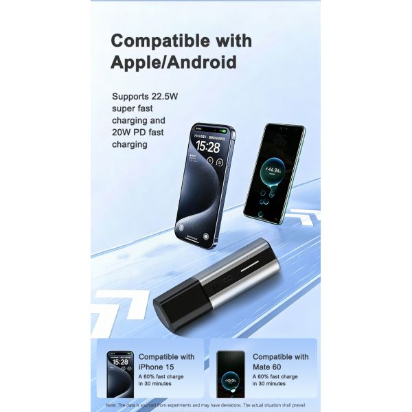 Aluminum Alloy AC Portable Power Bank 2 in 1 Type C Charger Detachable 5000mAh