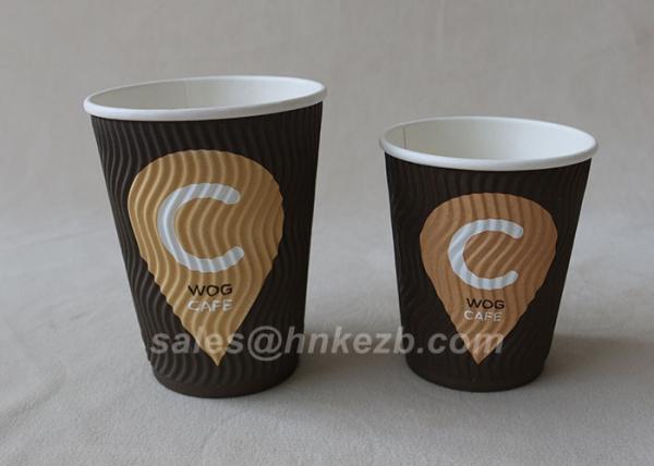 Corrugated 380ml Disposable Paper Cups PE Coated Small Paper Cups For Coffee