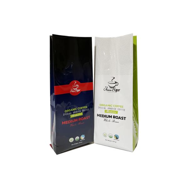 Side Gusset Coffee Bag Aluminum Foil PE Lamination 250g with Valve Moisture Proof Glossy