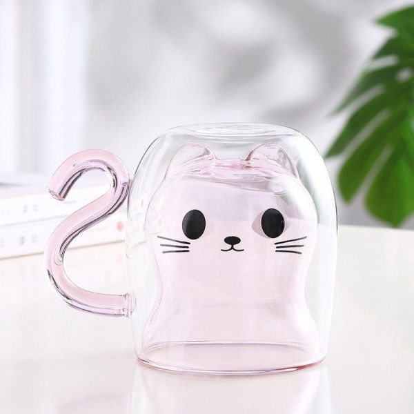 Custom Capacity Double Wall Glass Mug Heat Resistant Dishwasher Safe Coffee Glasses