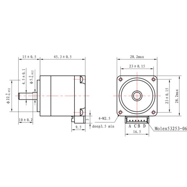 Высокая точность 1,8 градуса 28*28*45 мм Nema 11 Гибридный шаговый двигатель 1.5A для банкомата