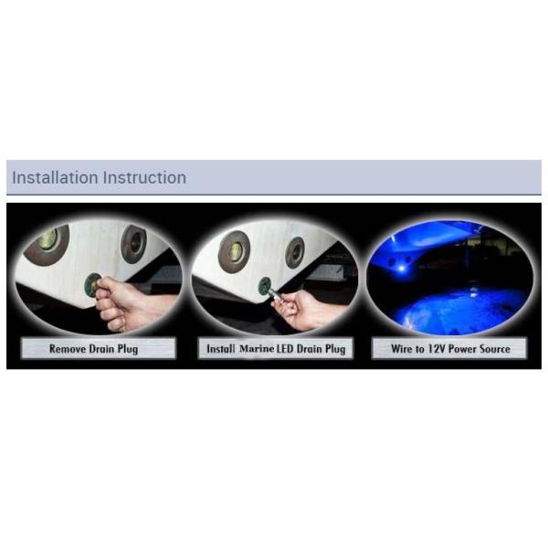 3Watt Water Filled Drain Plug Lights 12Volt Blue Underwater Boat Lights