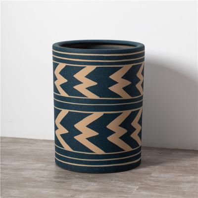 Nordic style modern home indoor decoration planter garden blue cylinder ceramic flower pots in bulk