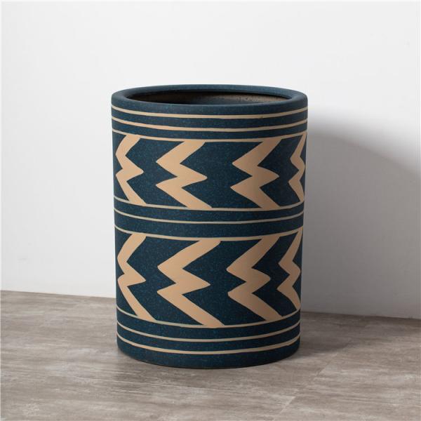 Nordic style modern home indoor decoration planter garden blue cylinder ceramic flower pots in bulk