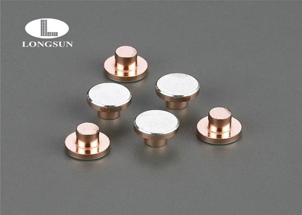 Pure Silver Contacts Electrical Solid Moving Contact Tips , Round Head Copper Rivets