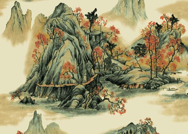 Chinese Style contemporary wall coverings Mountains And Rivers For Sofa/TV Background